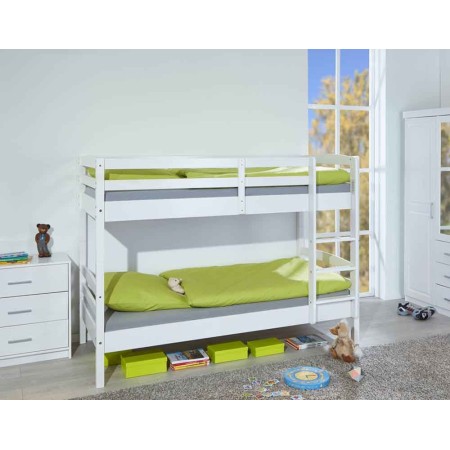 2 Letti Singoli a Doghe Castello 90x190 Bianco Pino Scala per Cameretta Bambini
