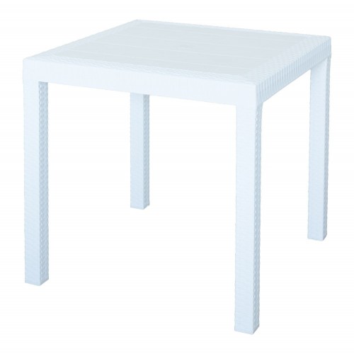Tavolo 80x80 Bianco in Resina Poli Rattan Plastica Quadrato da