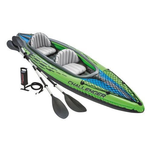 Intex Canoa Kayak Challenger 2 Posti 160 kg Gonfiabile Remi Pagaia da Pesca Mare