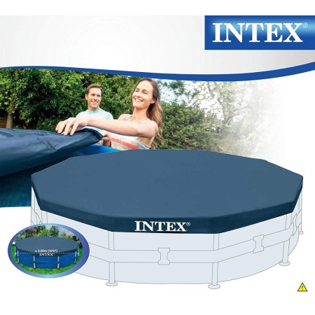 Telo Copri Piscina Rotonda 305 cm Frame Steel Copertura Protezione Intex Corde