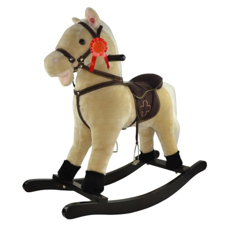 Cavallo a Dondolo con Suoni Animale Cavalcabile in Legno per Bambini Vintage