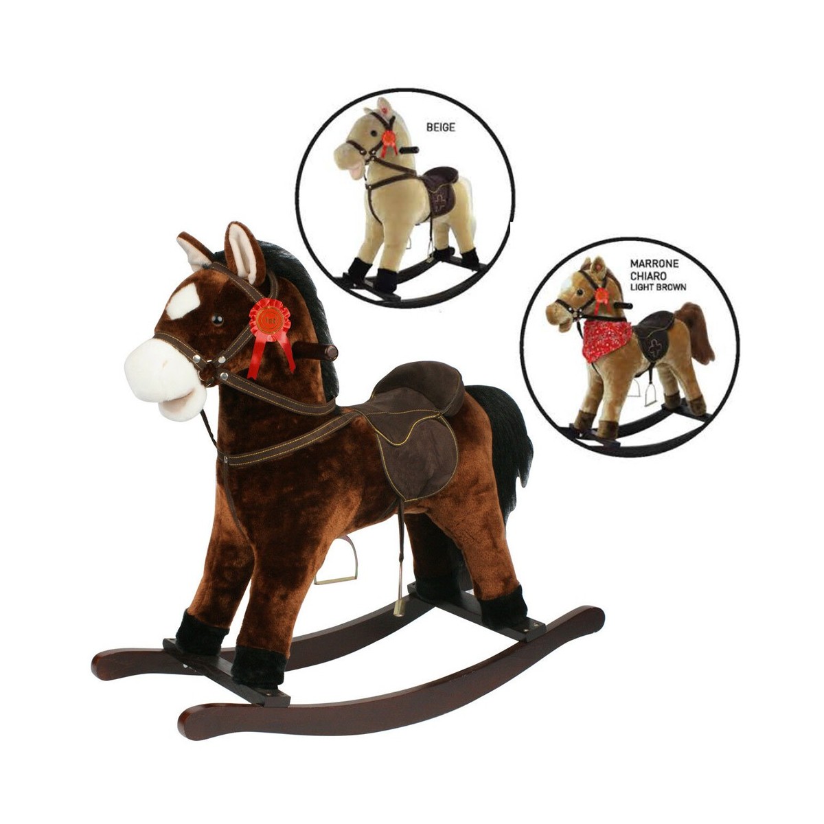 Cavallo a Dondolo in Legno per Bambini con Suoni Animale Cavalcabile  Vintage