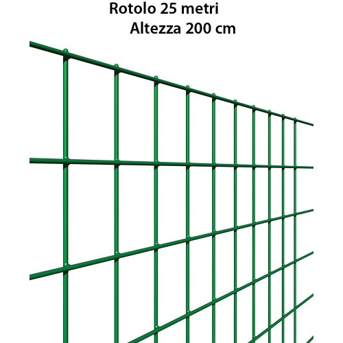 Rete per Recinzione h 200 cm Altezza da Giardino Elettrosaldata Rotolo 25 Metri