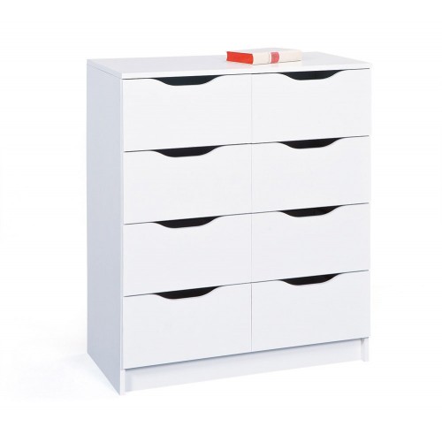 Mobiletto Cassettiera 80 cm Bianca 8 Cassetti Mobile Settimino Armadio Comodino