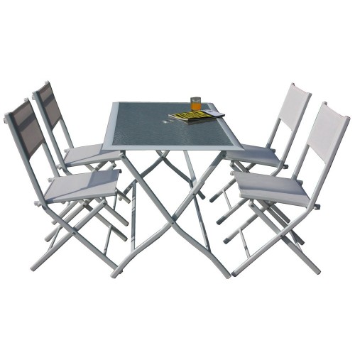 Tavolo pieghevole con sedie incluse acciaio resina set tavolo con 4 se