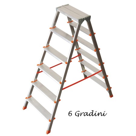 Facal Scala Doppia Alluminio Scaletta 6 Gradini Richiudibile Sgabello Da Interno