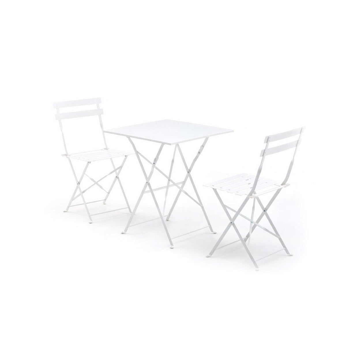 Tavolo e 2 Sedie Pieghevoli Bianco in Ferro Tavolino da Balcone Esterno  Giardino