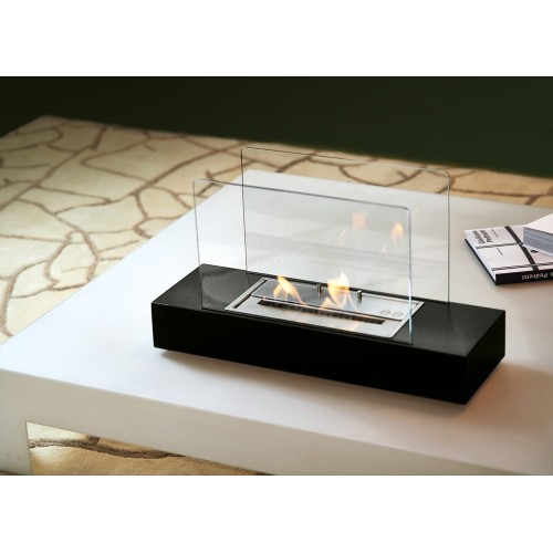 Biocamino Camino a Bioetanolo Nero da Tavolo con Vetro Moderno Design Bruciatore