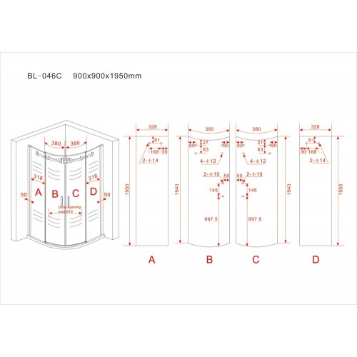 Box Doccia 80x80 90x90 8 mm 2 Ante Scorrevole Tondo Circolare in Vetro Cristallo