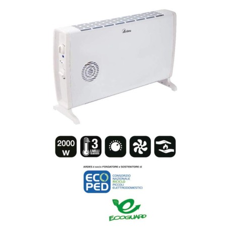 Stufa Termoconvettore Elettrico Ventilata 2000w Termosifone Stufetta Caldobagno