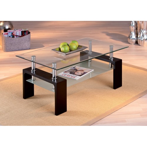 Tavolino in Vetro da Caffe 100x60 Nero Tavolo Basso Moderno per