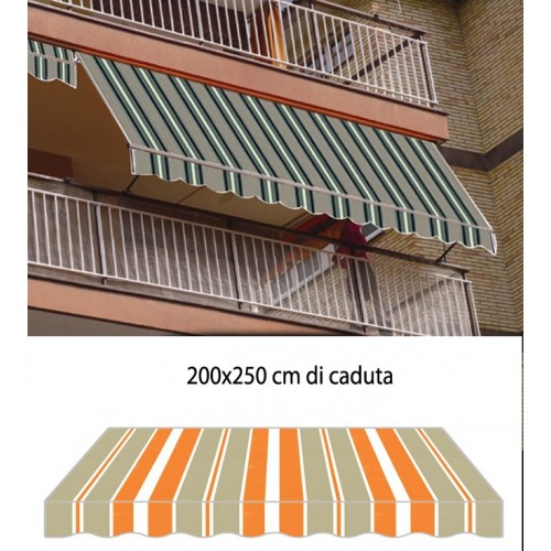 Tenda da Sole a Caduta Arancione 200x250 con Bracci Balcone per Esterno Parasole