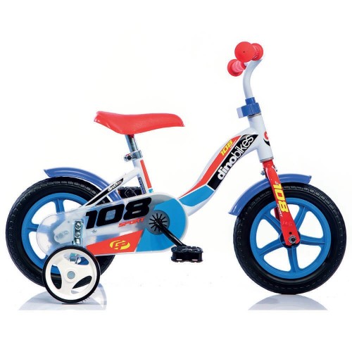 Bicicletta per Bambino 10 Pollici con Rotelle 2 3 4 anni Bici Bimbo Dino Bikes