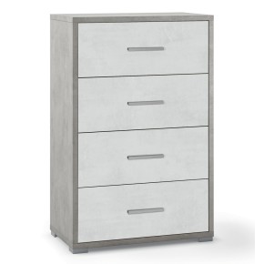 Cassettiera Grigio Ossido Bianco 4 Cassetti in Legno Moderna per Camera da Letto