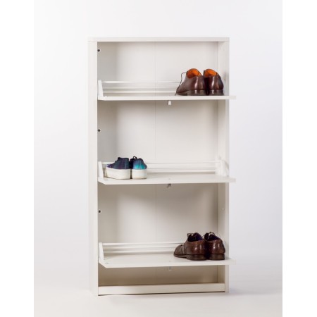 Scarpiera Slim 3 Ante Ribalta Grigio in Legno Porta Scarpe Mobile Salvaspazio