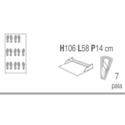 Mobile Scarpiera 3 Ante Ribalta Olmo Slim in Legno Porta Scarpe Slim Kit Armadio
