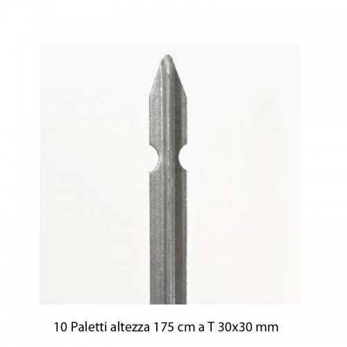 10 Paletti Recinzione in Ferro Zincato 175 cm Pali per Rete Metallo a T Recinto