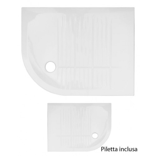 Piatto Doccia 70x90 6.5 cm Bianco Angolare Ceramica Semicircolare con Piletta