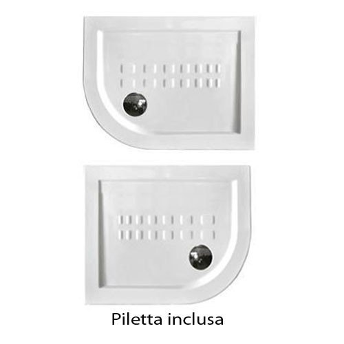 Piatto Doccia 70x90 5.5 cm Bianco Angolare in Ceramica Semicircolare Piletta 90