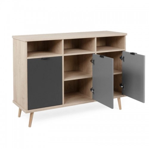 Mobile 120 Madia Rovere 3 Ante Grigio Rovere Porta Tv Buffet Credenza da Salotto