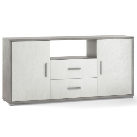 Mobile Madia 2 Ante 2 Cassetti Grigio Ossido Contenitore Buffet Credenza PortaTv