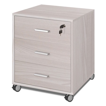 Tavolo Scrivania 120 cm Olmo con Cassettiera 3 Cassetti Chiave Ruote da Ufficio