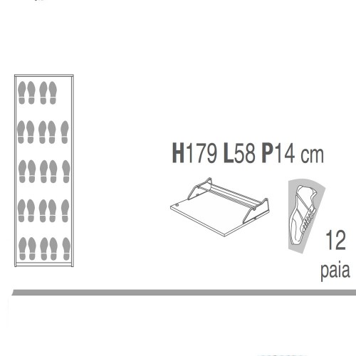 Scarpiera Slim Ossido Bianco 5 Ante con Specchio Ribalta Portascarpe Salvaspazio