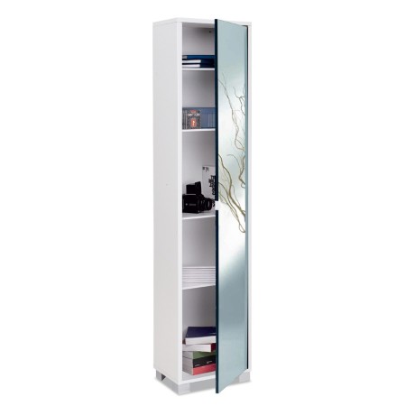 Mobile 1 Anta 190 Grigio Specchio Ingresso Scarpiera Armadio Colonna da Bagno