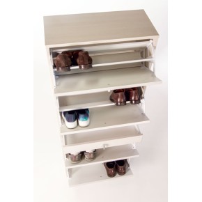 Scarpiera Bianco 4 Ante a Specchio Ribalta Doppia con Cassetto Porta Scarpe Slim 2