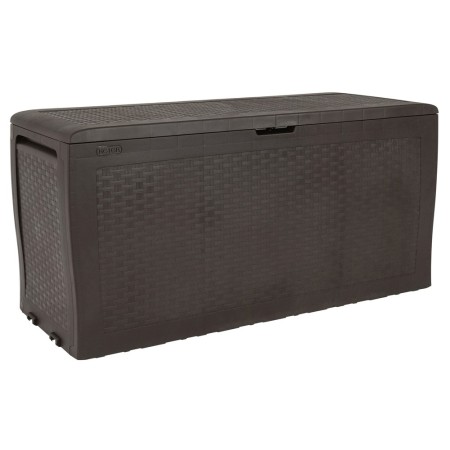 Baule In Resina Beige Effetto Legno – Cassapanca Per Esterno E Interno, Giardino, Impermeabile