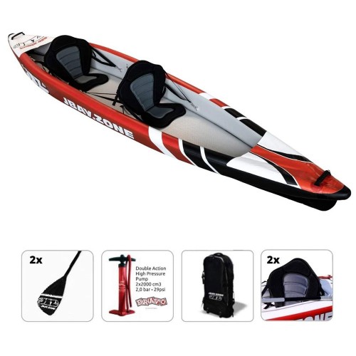 Kayak Canoa Gonfiabile 2 Posti Alta pressione da Pesca Mare 2 Remi Pagaie Pompa
