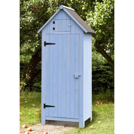 Casetta Armadio in Legno Azzurro Ripiani Mobile Ripostiglio da Giardino Attrezzi
