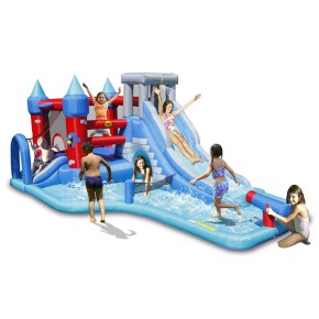 Saltarello Scivolo Gonfiabile Castello Acquatico Gigante Squalo Giochi Acqua