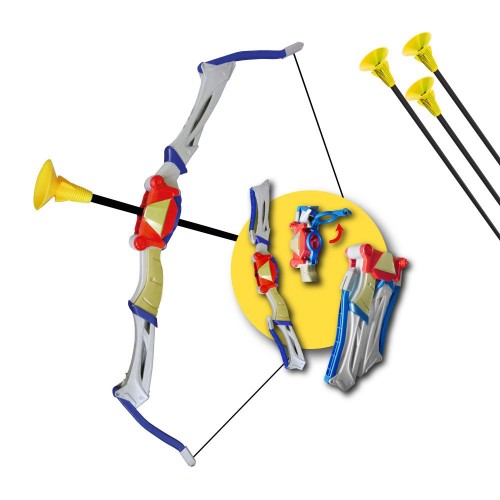 Set Arciere per Bambini Arco Pieghevole in Plastica 3 Frecce a Ventosa Bimbi