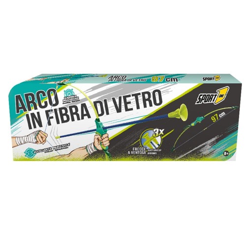 Set Arciere per Bambini Arco 96 cm in Fibra di Vetro 3 Frecce a Ventosa Bimbi