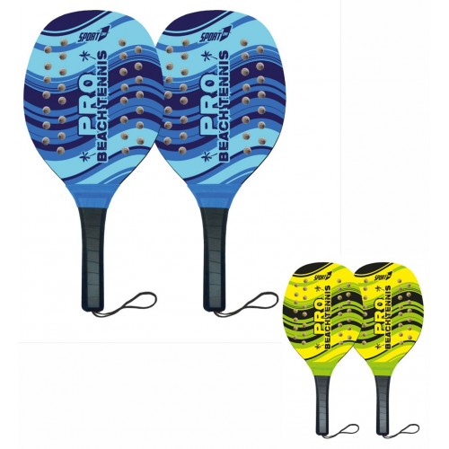 2 Racchette in legno Beach Tennis Spieggia con Pallina Professionali Racchettoni