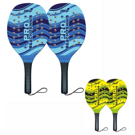 2 Racchette in legno Beach Tennis Spieggia con Pallina Professionali Racchettoni