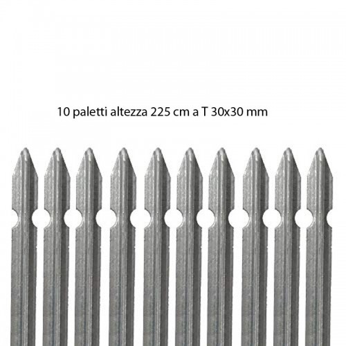 10 Paletti Recinzione in Ferro Zincato 225 cm Pali per Rete Metallo a T Recinto