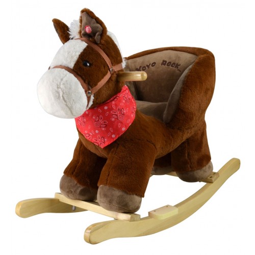 Cavallo a Dondolo in Legno Pony con Suoni Animale Gioco Cavalcabile per Bambini