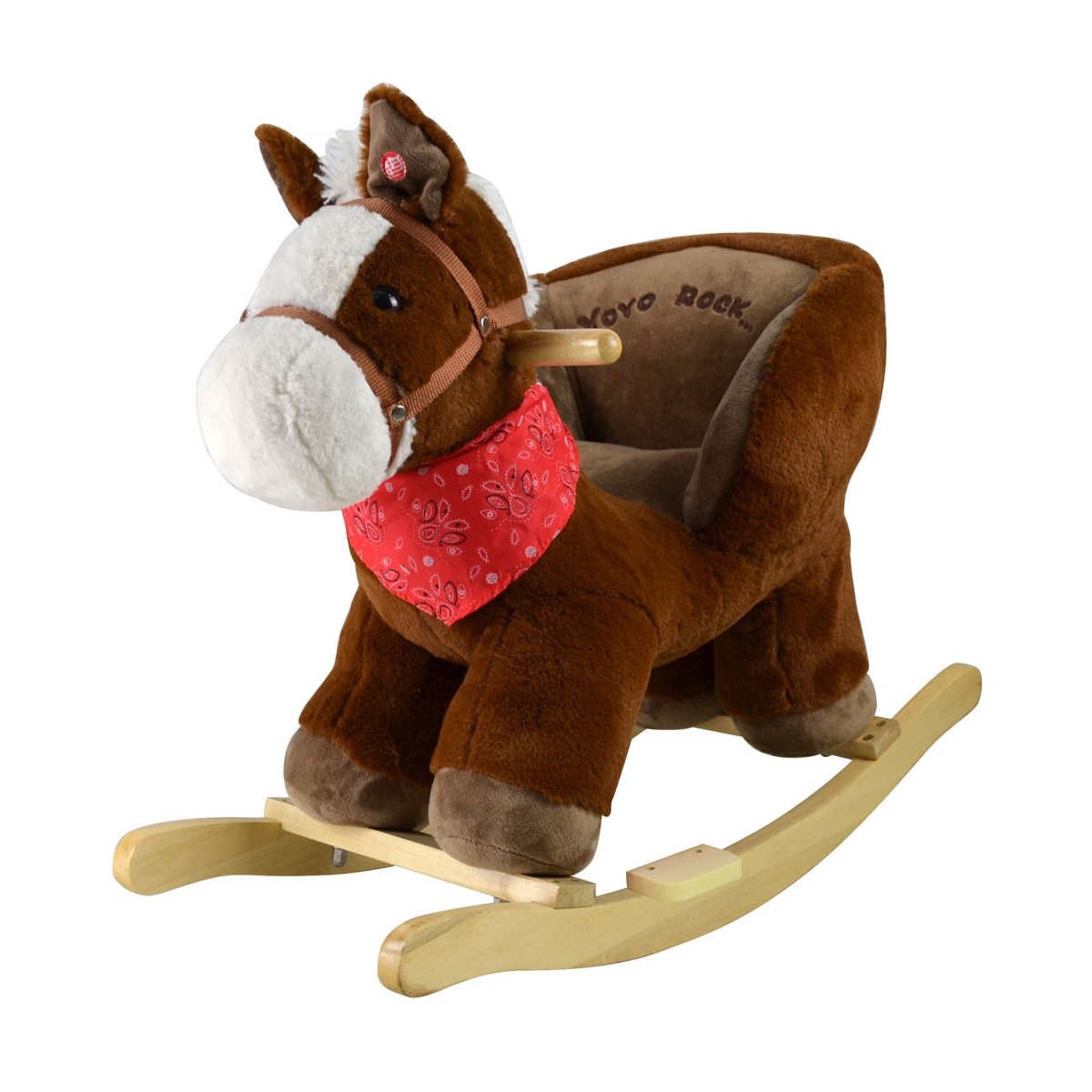 Cavallo a Dondolo in Legno Pony con Suoni Animale Gioco Cavalcabile per  Bambini