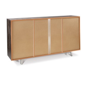 Mobile Madia 3 Ante 3 Cassetti Bianco Lucido Ossido Nero Soggiorno Credenza Slim 2