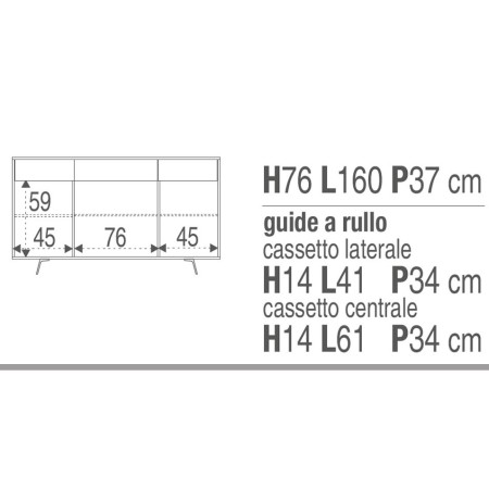 Credenza Madia 3 Ante 3 Cassetti Bianco Lucido Ossido da Soggiorno Mobile Slim
