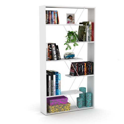 Mobile Libreria Bianca Divisoria Moderna Mensole Bifacciale Scaffali da Ufficio