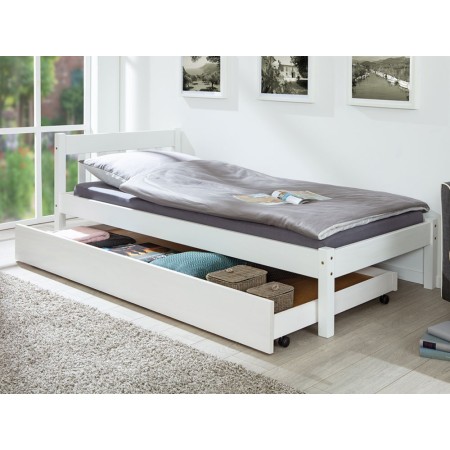 Cassettone Sotto Letto Divano 90x200 Bianco Singolo Estraibile Cameretta Legno