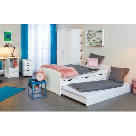 Divano Letto Bianco Letti Singoli a Doghe 90x200 Cassetti Contenitore Estraibile