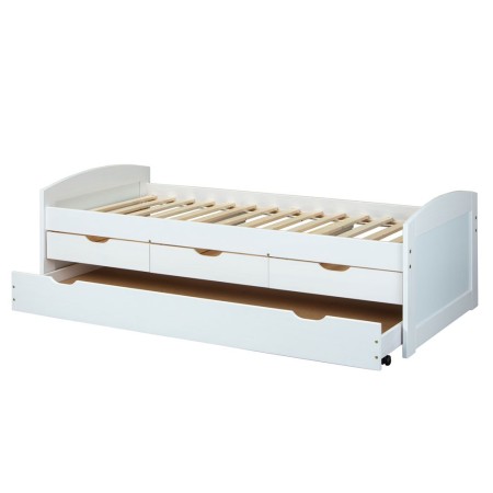 Divano Letto Bianco Letti Singoli a Doghe 90x200 Cassetti Contenitore Estraibile