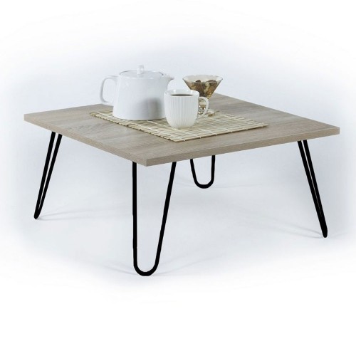Tavolino da Caffe Basso 60x60 cm Quadrato Moderno per Salotto Design in Legno