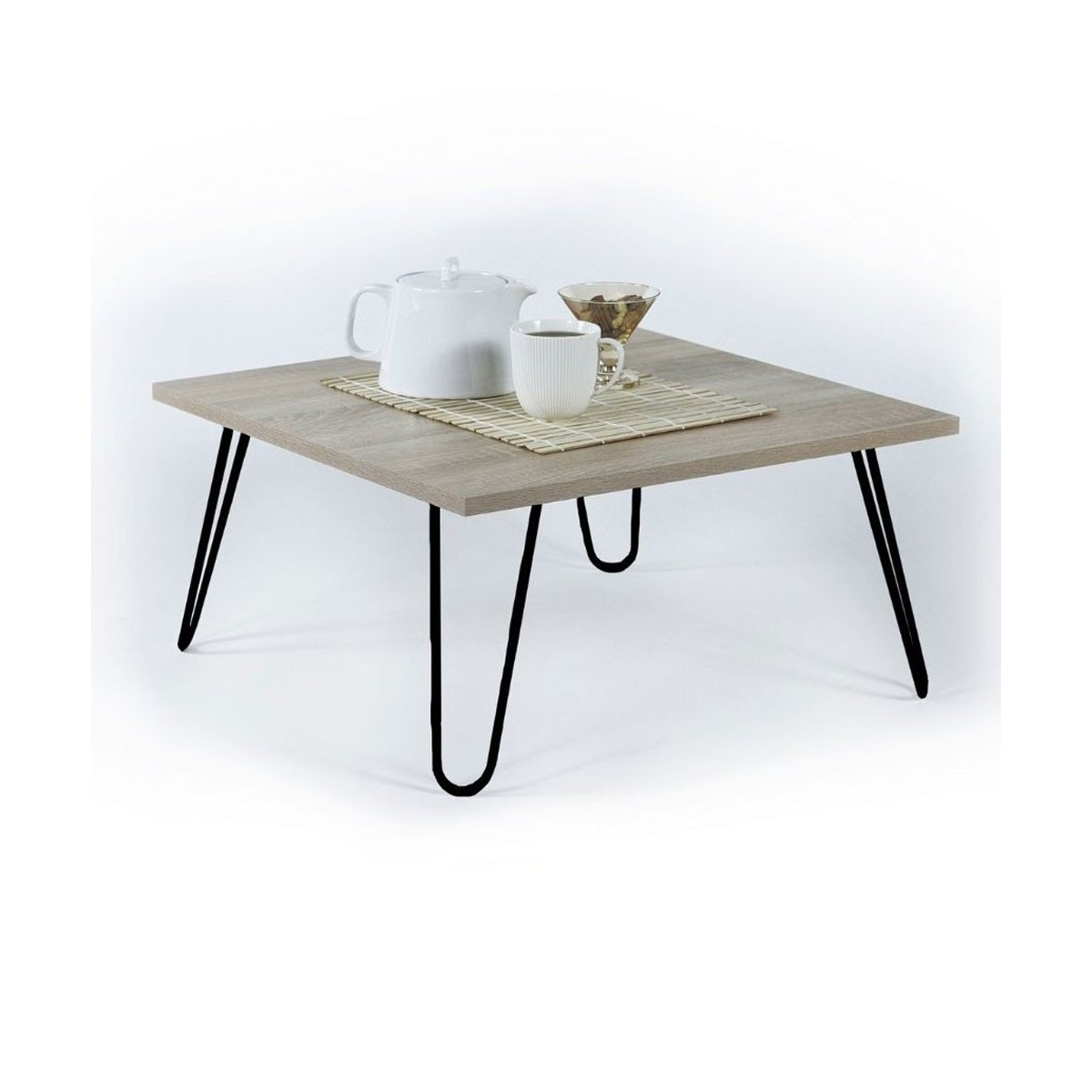 Tavolino da Caffe Basso 60x60 cm Quadrato Moderno per Salotto Design in  Legno