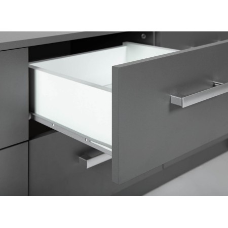Mobile Basso Cassettiera 120 cm Grigio con 6 Cassetti Mobiletto Porta TV Moderno