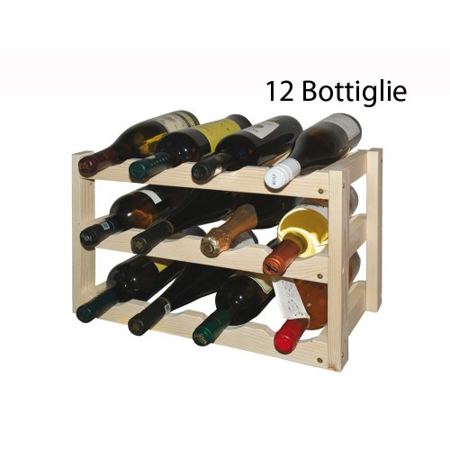 Cantina in Legno per Vino Porta 12 Bottiglie Cantinetta Scaffali Mobile a Terra